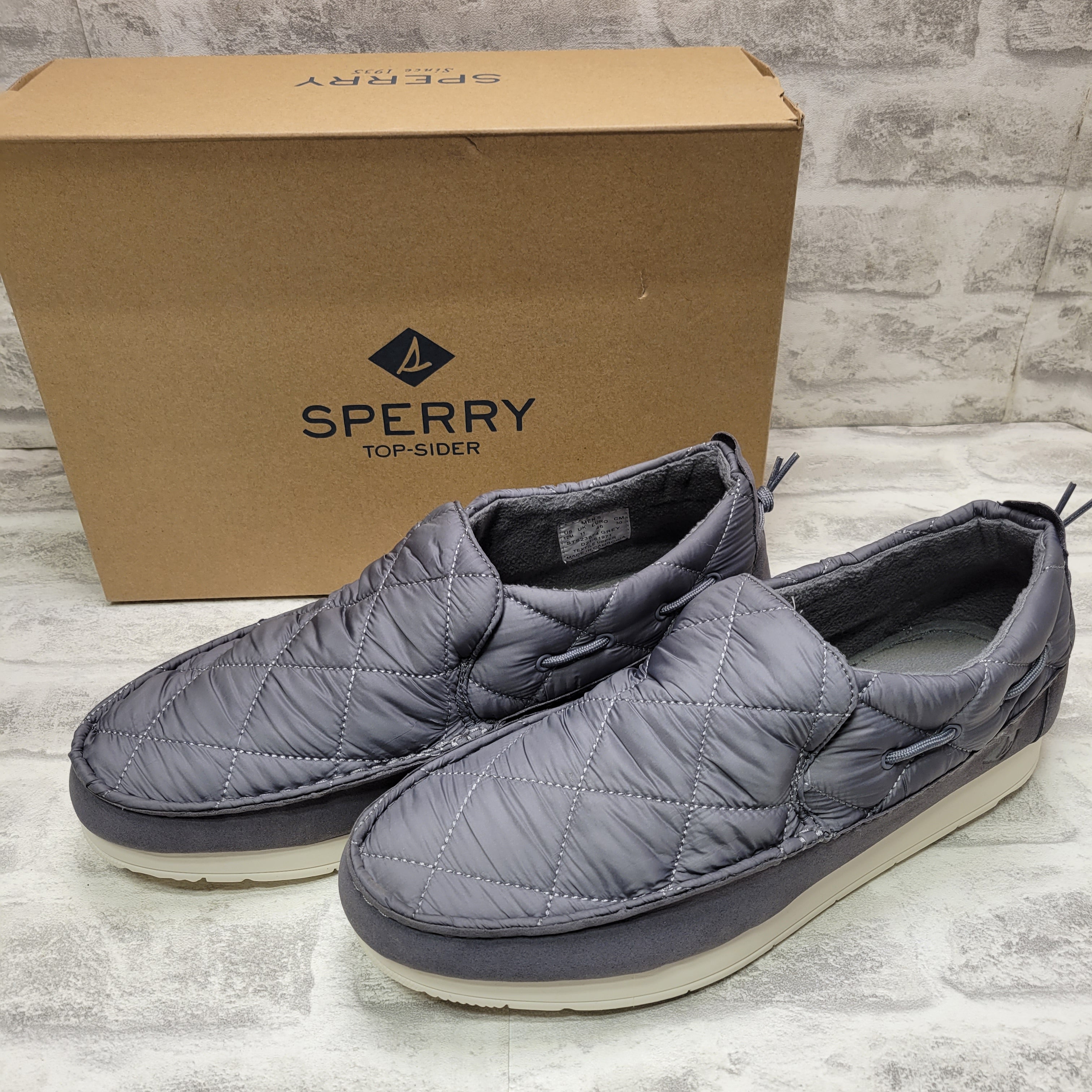 Sperry Men's Moc-Sider - Moccasin Microfleece Linings, 12M, Grey (7763793215726)